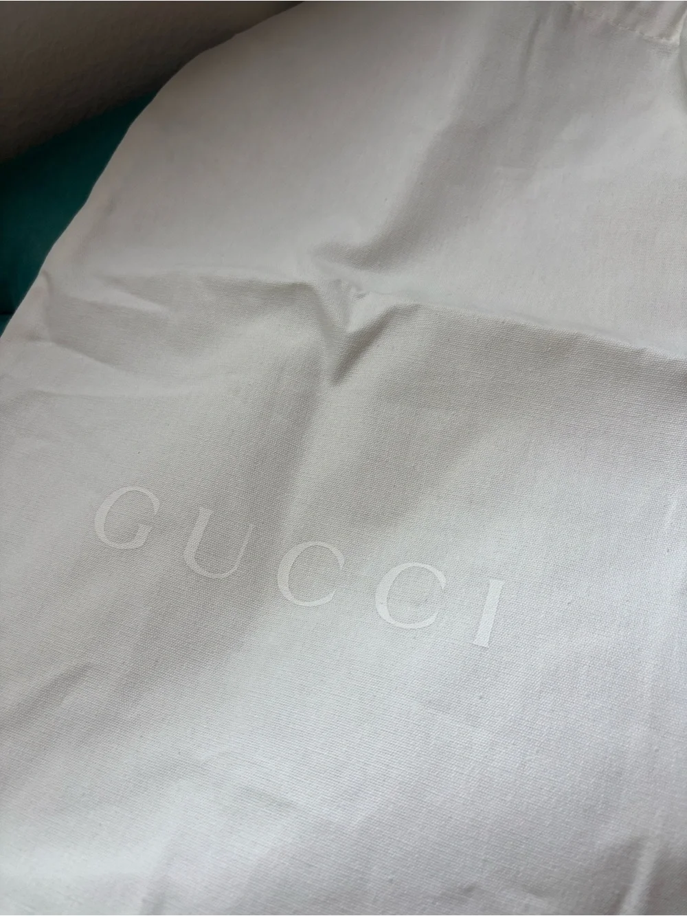 Gucci White Logo Tags with Black Cord and Tan Rubber Bands